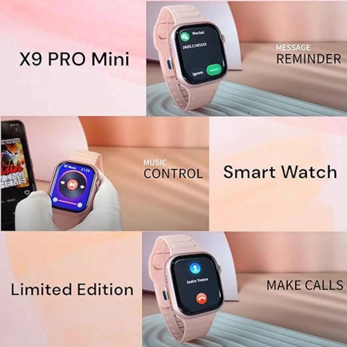 X9 Pro Mini Smart Watch | 1.55″ AMOLED, AI Voice & 3‑Strap Bundle