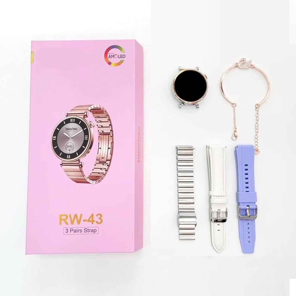 HT RW43 Smart Watch | 1.3″ Round AMOLED, 3-Strap Bundle & Wireless Charging | KSA Edition
