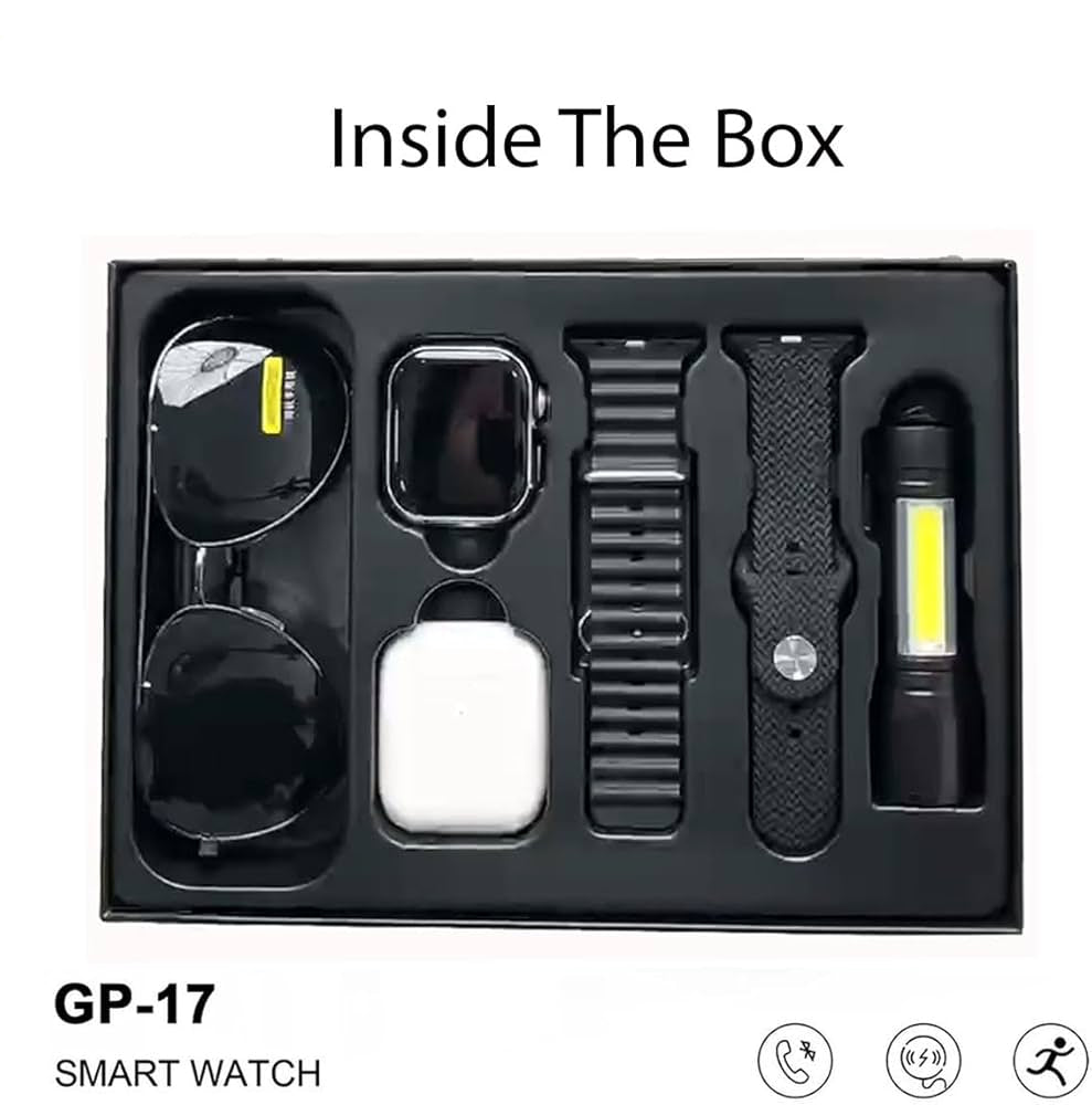 HT GP17 Smart Watch | Bluetooth Earbuds & LED Torch Combo | (KSA Edition)