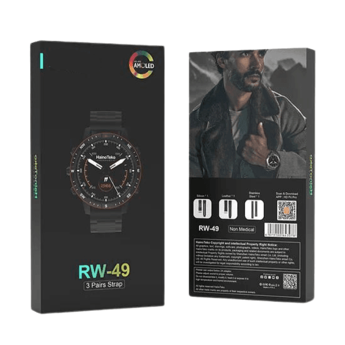 HT RW49 Smart Watch | 1.4″ Round AMOLED, 3-Strap Bundle & Wireless Charging | (KSA Edition)