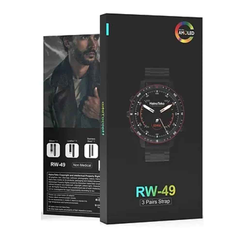 HT RW49 Smart Watch | 1.4″ Round AMOLED, 3-Strap Bundle & Wireless Charging | (KSA Edition)