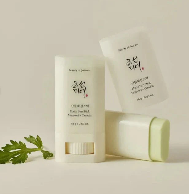 Matte Sun Stick, Mugwort + Camelia, Korean Sunscreen Stick with SPF 50+ PA+++ (18g/0.63oz) (GOLD)