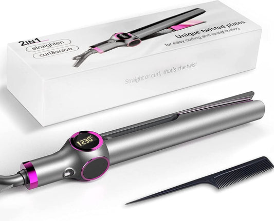 2-in-1 Hair Curler and Straightener (GOLD)