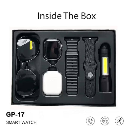 HT GP17 Smart Watch | Bluetooth Earbuds & LED Torch Combo | (KSA Edition)