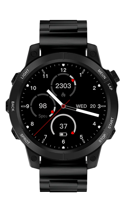 HT RW46 Smart Watch | 2.0″ Round AMOLED + Torch & 3-Strap Bundle | KSA Edition