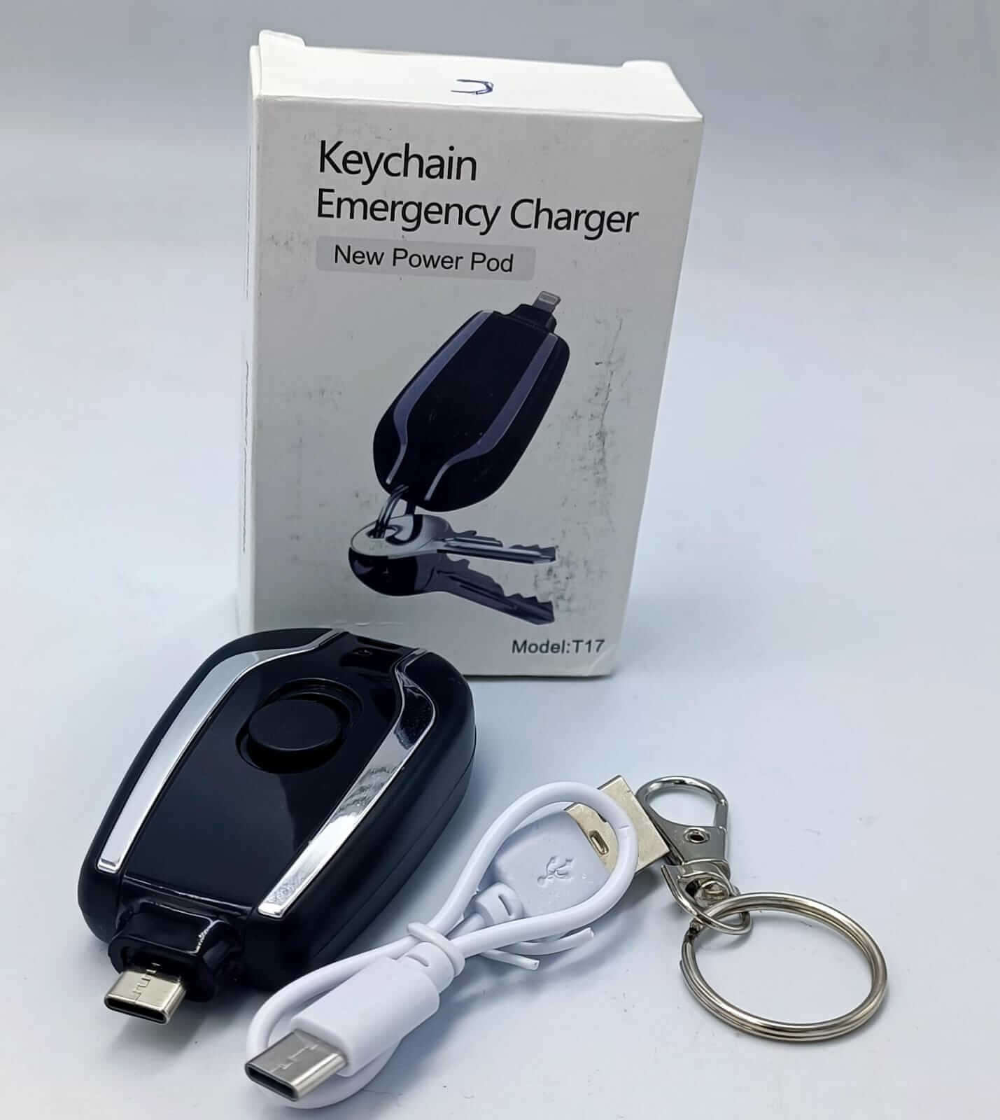 Emergency Portable Key Chain Charger Power Bank ( iOS SmartPhone Cable)