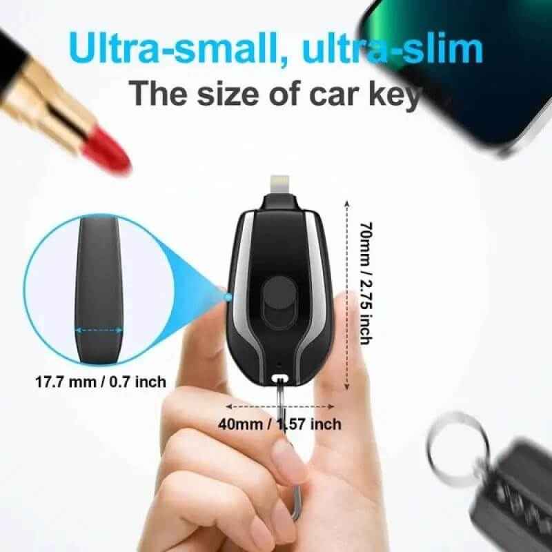 Emergency Portable Key Chain Charger Power Bank ( iOS SmartPhone Cable)