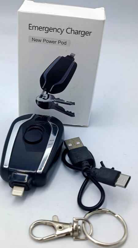 Emergency Portable Key Chain Charger Power Bank ( iOS SmartPhone Cable)