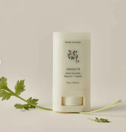 Matte Sun Stick, Mugwort + Camelia, Korean Sunscreen Stick with SPF 50+ PA+++ (18g/0.63oz) (GOLD)