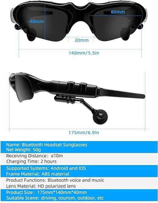 Wireless Bluetooth Headset Sunglasses (GOLD)